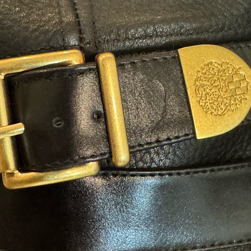 Vince Camuto Black Leather Over the Knee Boots with Gold Buckle - Picture 6 of 6